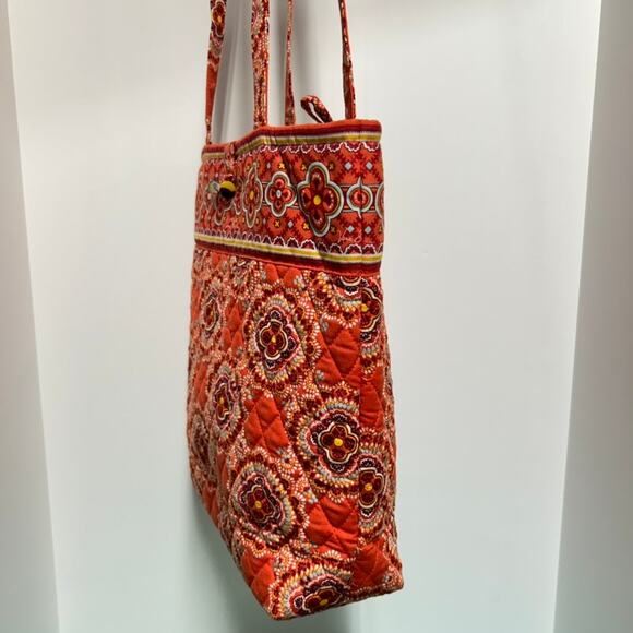 Vera Bradley Tote Bag Paprika Pattern Burnt Orange Quilted Toggle Close 13x11x4 - Picture 7 of 15